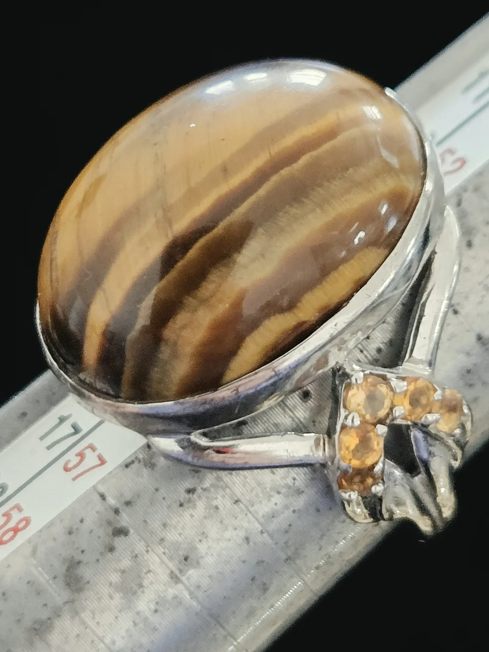 Sterling Silver Tiger's Eye Statement Ring - Brown Gemstone